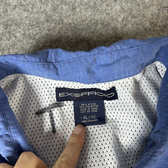 ExOfficio Shirt Mens XL Blue Vented Nylon Quick Dry Button Down Fishing Gorpcore - Picture 4 of 8